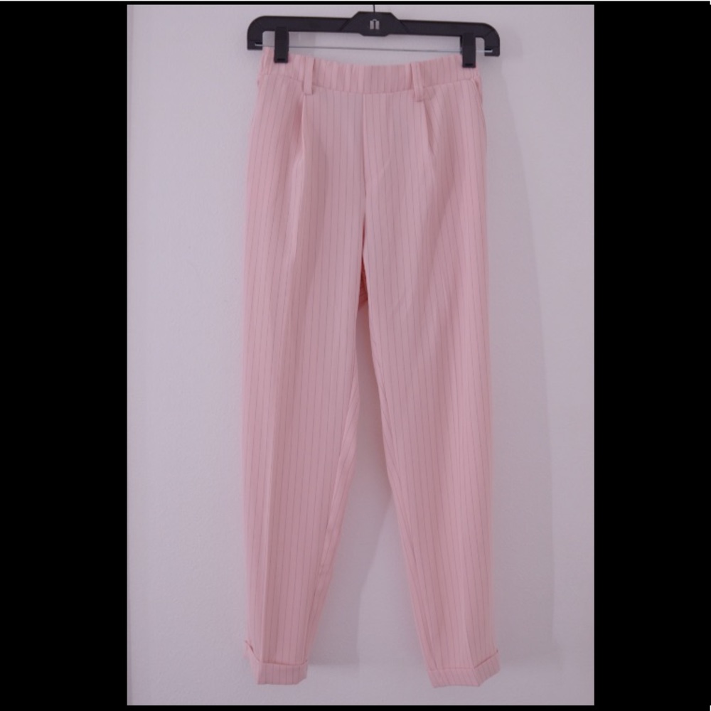 Pinstripe light pink trouser pant